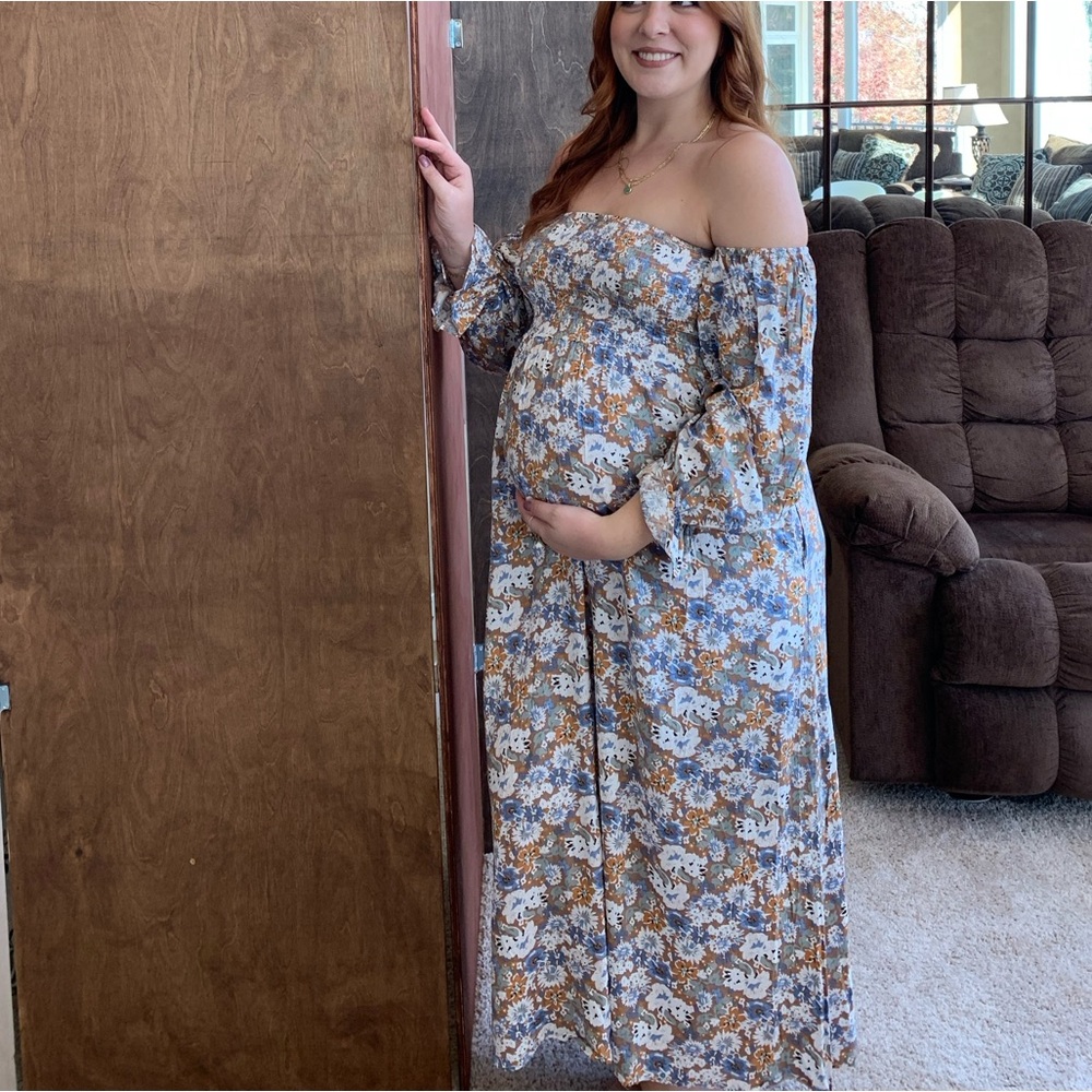 Floral Off the Shoulder Maternity Dress